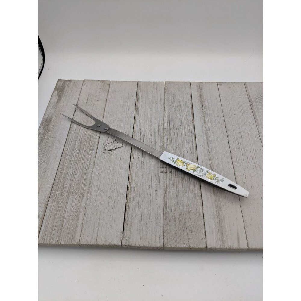 Veggies Handle #4 Stainless Steel Wide Meat Fork 12" USA Fruit Vintage